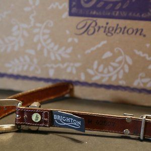 Vintage BRIGHTON 90's Rectangle Hardware CONCHO Brown Leather Belt Sz M / 30